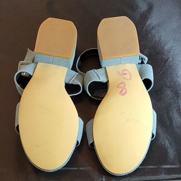 BRAND NEW COMFORTVIEW ANKLE STRAP OPEN TOES  BLUE JEAN MATERIALS SANDAL - Picture 13 of 16